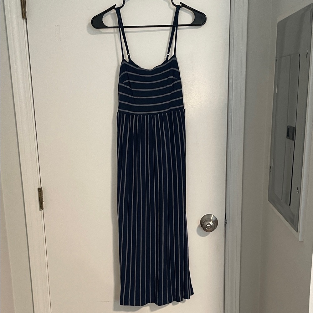 Navy Blue Striped Maxi Dress
